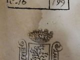 a stamp with a coat of arms and a crown on it