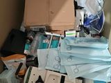 a box full of assorted items in a room