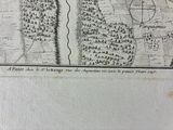 an old map of a town with a river running through it