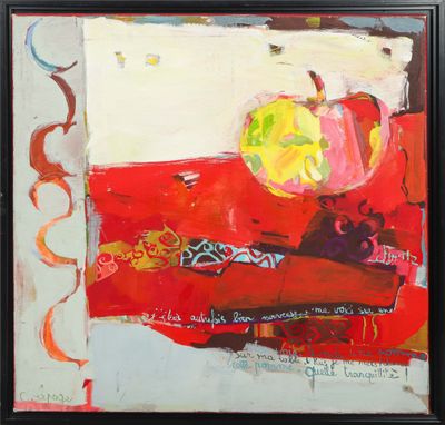 Catherine LEPAGE (né en 1953) La pomme Huile sur toile Signé…