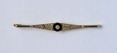 Broche barrette Art Déco en or 18K (750/oo) à décor géométri…