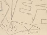 a drawing of a man riding a skateboard on a ramp