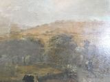 une peinture représentant un groupe de personnes à cheval dans un champ