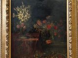 painting of a still life of flowers in a vase on a table