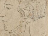 un vieux dessin représentant un homme dont la tête est tournée sur le côté