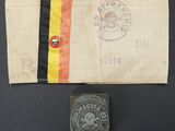 a close up of a piece of cloth with a stamp on it