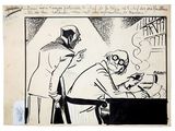 cartoon of a man in a gas mask talking to a man in a gas mask