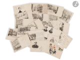 a pile of old postcards with pictures of people on them
