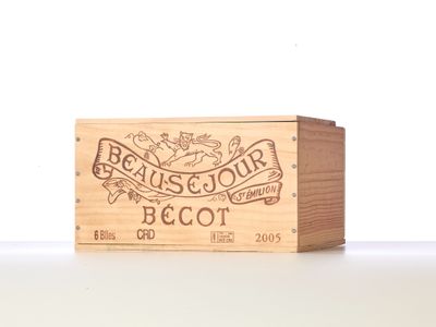 a wooden box with a label on it that says beaus jour becot