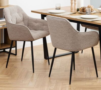 two chairs that are sitting at a table in a room