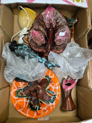 VALLAURIS Lot de pièces de forme en céramique émaillée polyc…