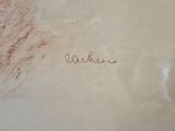 drawing of a horse with a long mane and a name written on it