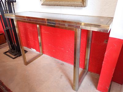 ROMEO REGA console en métal chromé, métal doré et verre fumé…