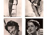 several black and white photos of a woman in a bathing suit