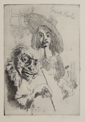 an image of a drawing of a man and a dog