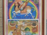 three framed pictures of a woman riding a horse and a man riding a horse