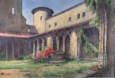 Marie Rose MORCHOINE-VADON "Intérieur du Cloître de Charlieu…