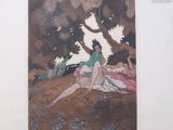 a picture of a painting of a woman laying on the ground