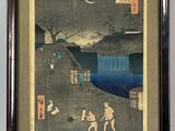 painting of a man and a woman playing baseball in the moonlight