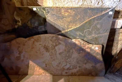 3 Plaques de marbre vert 77X66 + 67X53 + 1 marbre de commode…