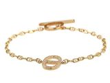 a gold bracelet with a knot on the clasp
