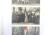 several pictures of a group of people standing next to each other