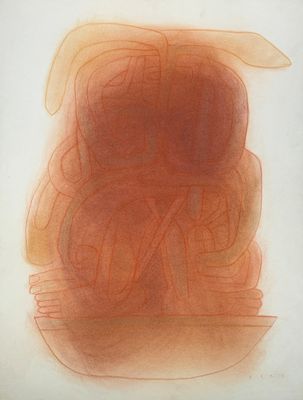 le dessin d'une feuille de papier orange sur un fond blanc