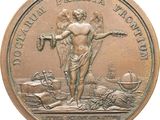 an image of a bronze medal with an image of a man holding a sword