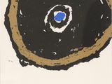 an image of a painting of a doughnut with a blue eye