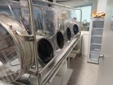 une rangée de cuves en acier inoxydable dans une cuisine