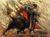 tableau représentant un taureau et un torero lors d'une corrida