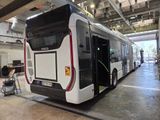 a bus that is parked inside of a building