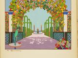 une image représentant un tableau représentant un jardin avec des fleurs et des arbres