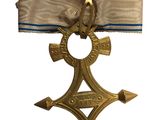 l'image d'une médaille d'or entourée d'un ruban bleu