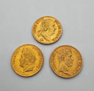 Lot de trois 40 Francs Or 1817 1824 1831 - Photo 1