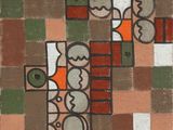 une image représentant un tableau sur lequel figure une croix composée de carrés de différentes couleurs
