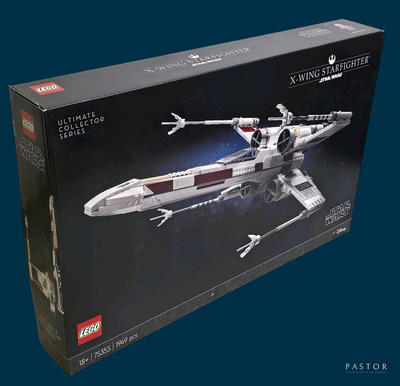 une boîte contenant une maquette d'un chasseur X-wing de Star Wars