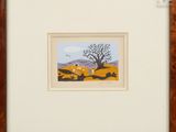 an image of a picture of a painting of a tree in a field