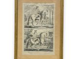 two drawings of a man on a horse and a man on a horse
