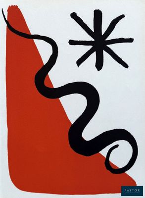 an image of a black and red painting with a snake on it