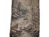 an image of a painting of a tiger in a wooded area