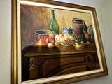 a painting on the wall of a room with a painting on the wall