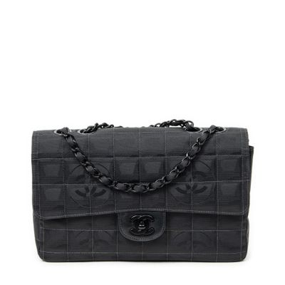 Sac Chanel moyen à double rabat en cuir d'agneau matelassé noir