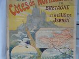 une affiche accrochée au mur d'un immeuble, avec l'image d'un château en arrière-plan