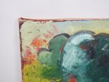 a painting of an elephant that is on the wall