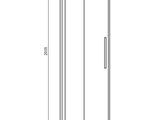 a drawing of a shower door with a glass door and a handle
