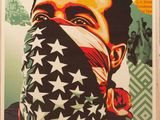 une affiche encadrée représentant un homme avec un bandana sur le visage