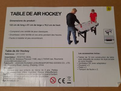 Table DE Air Hockey Modele DT T2107