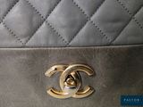 chanel grey quilted leather shoulder bag with gold cc logo