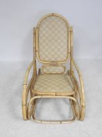 Rocking Chair en bambou à couverte tissu brun floral (photo 5)